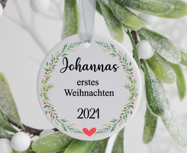 Erinnerungsanhänger Anhänger Weihnachtskranz Weihnachten Weihnachtsanhänger erstes Weihnachten personalisiert Geschenk  von Lüttentüddel®